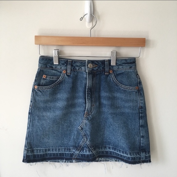 Urban Outfitters Dresses & Skirts - High waisted raw hem denim skirt
